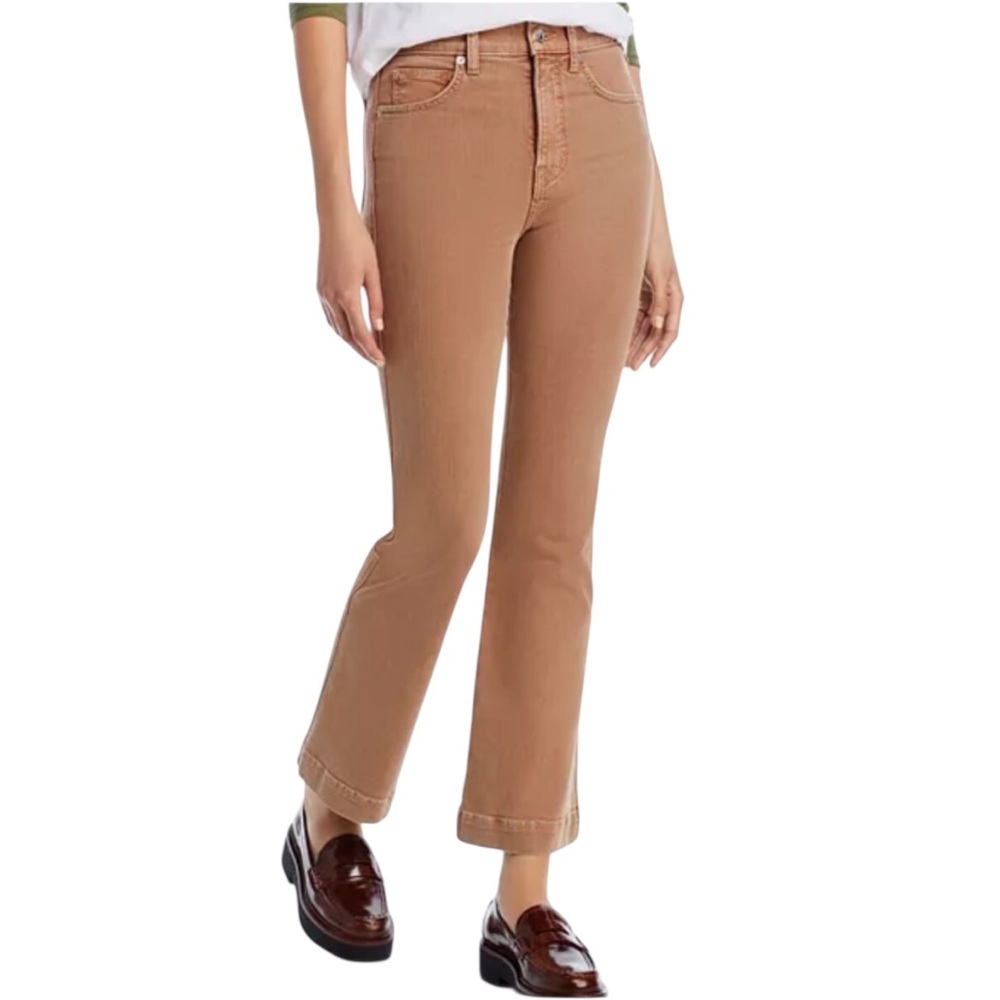 Veronica Beard Carson High Rise Ankle Flare Jeans Tan Sierra Size 26